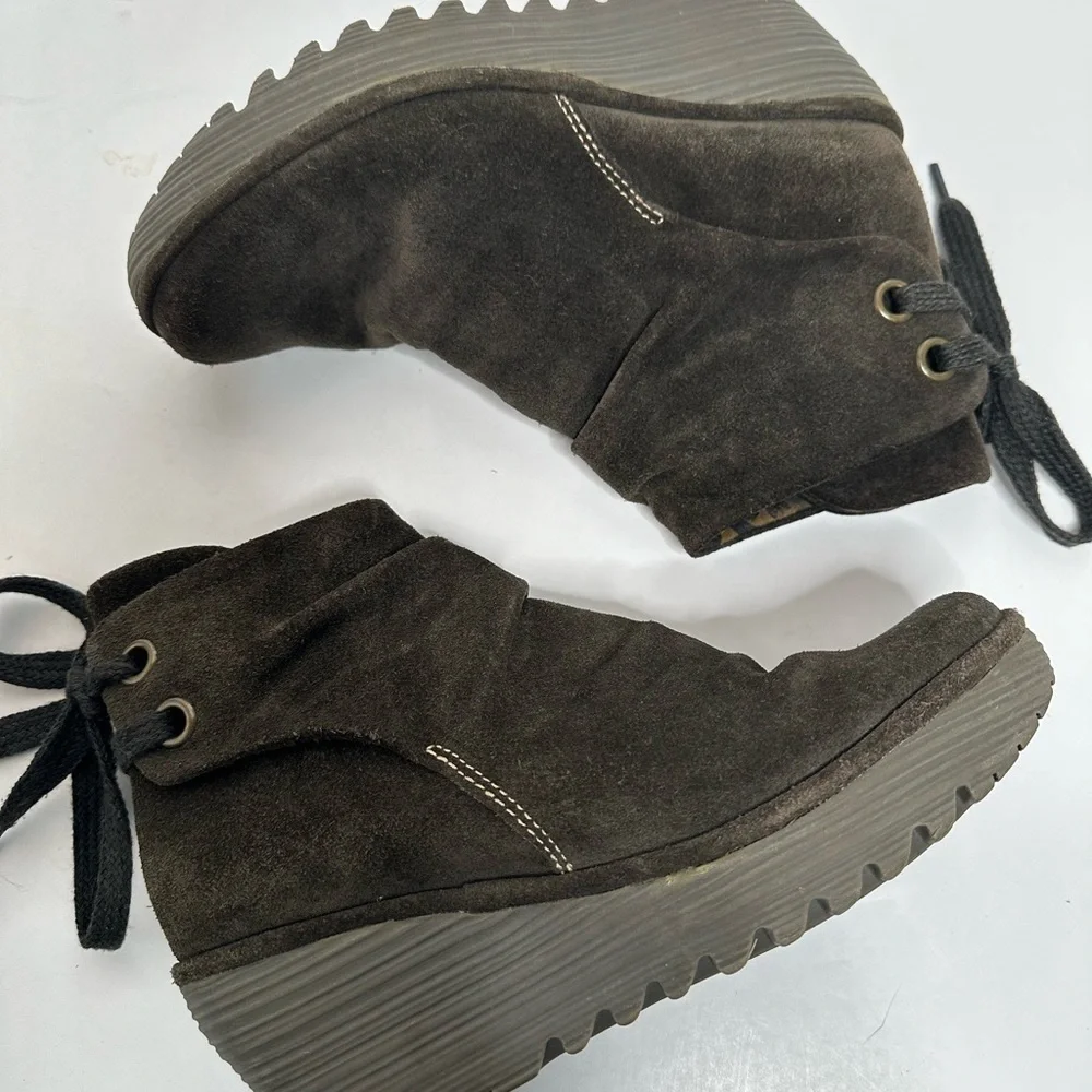 Fly London Suede Yama Booties in Diesel Size 8